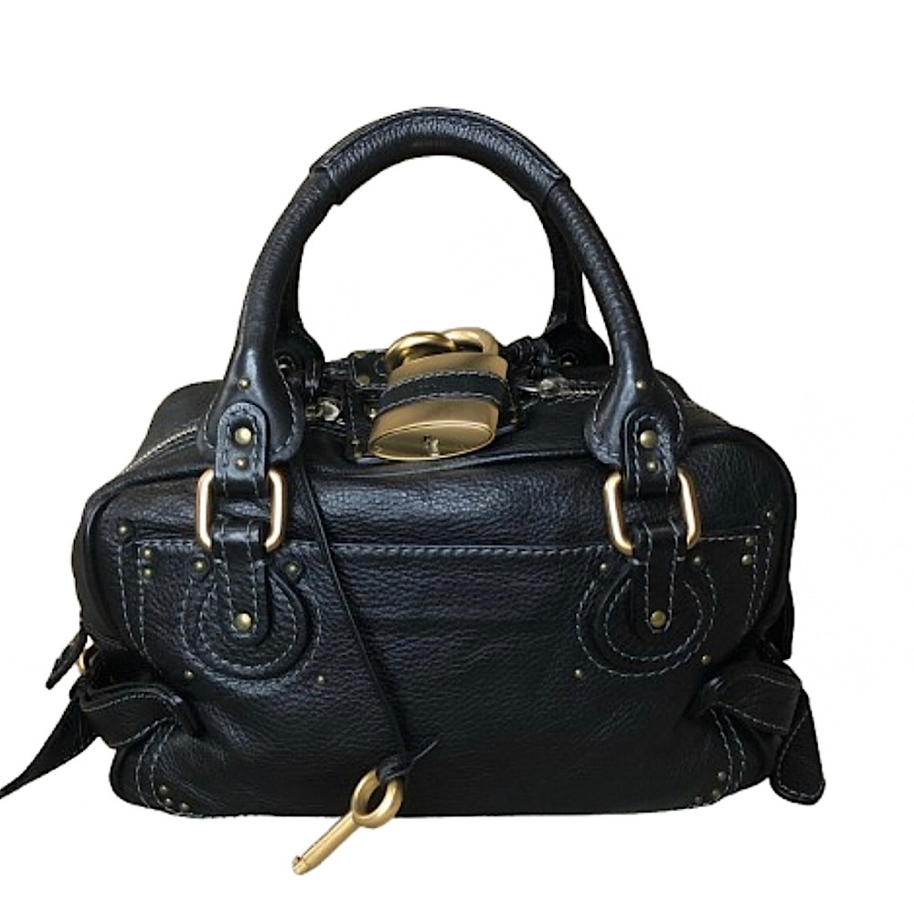 SOLD CHLOE Paddington Black Leather Padlock Bag with Lock and Key COA Dust Bag - Picture 4 of 17